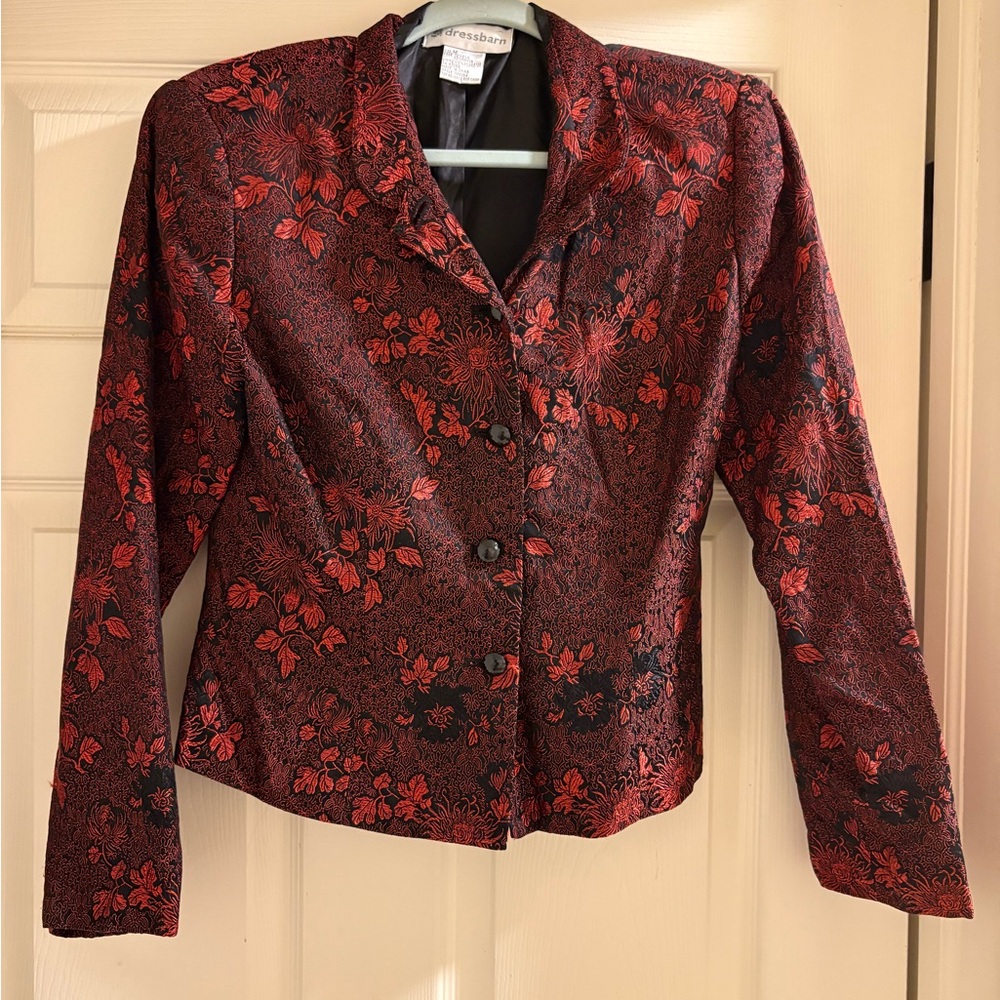 Dressbarn Red and Black Floral Blazer